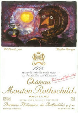 La obra "El Brindis" de Rufino Tamayo adorna la etiqueta de la cosecha de 1998. // Foto: Especial.