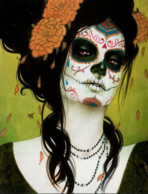 La estética de las calaveritas de azúcar ha influido en artistas como Sylvia Ji. // Imagen: Sylvia Ji.