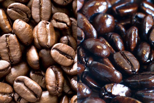 A la izquierda, café de especialidad bien tostado. A la derecha, café con torrefacto
