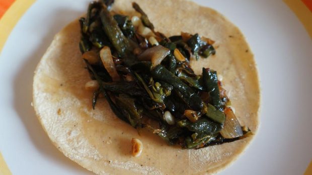 Taco de rajas de chilaca.