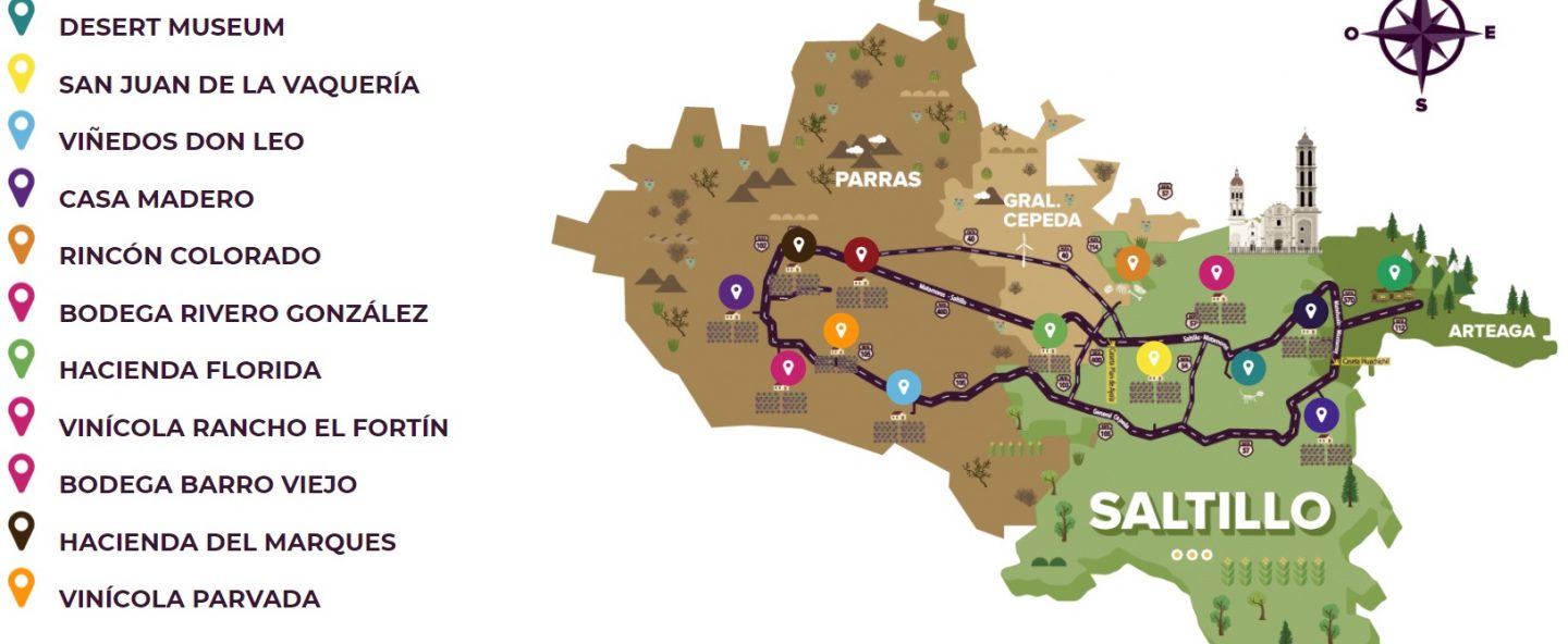 rutas del vino mexico mapa coahuila