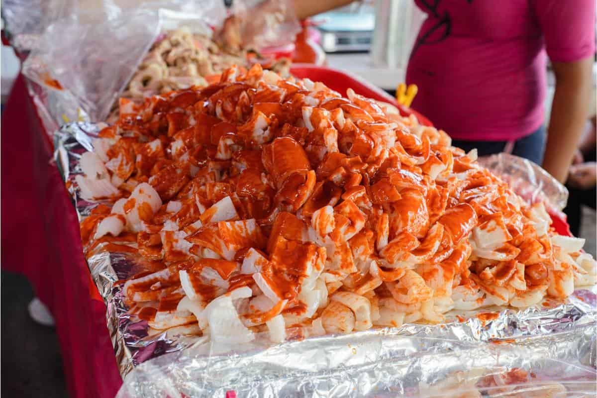 puesto de cueritos de puerco