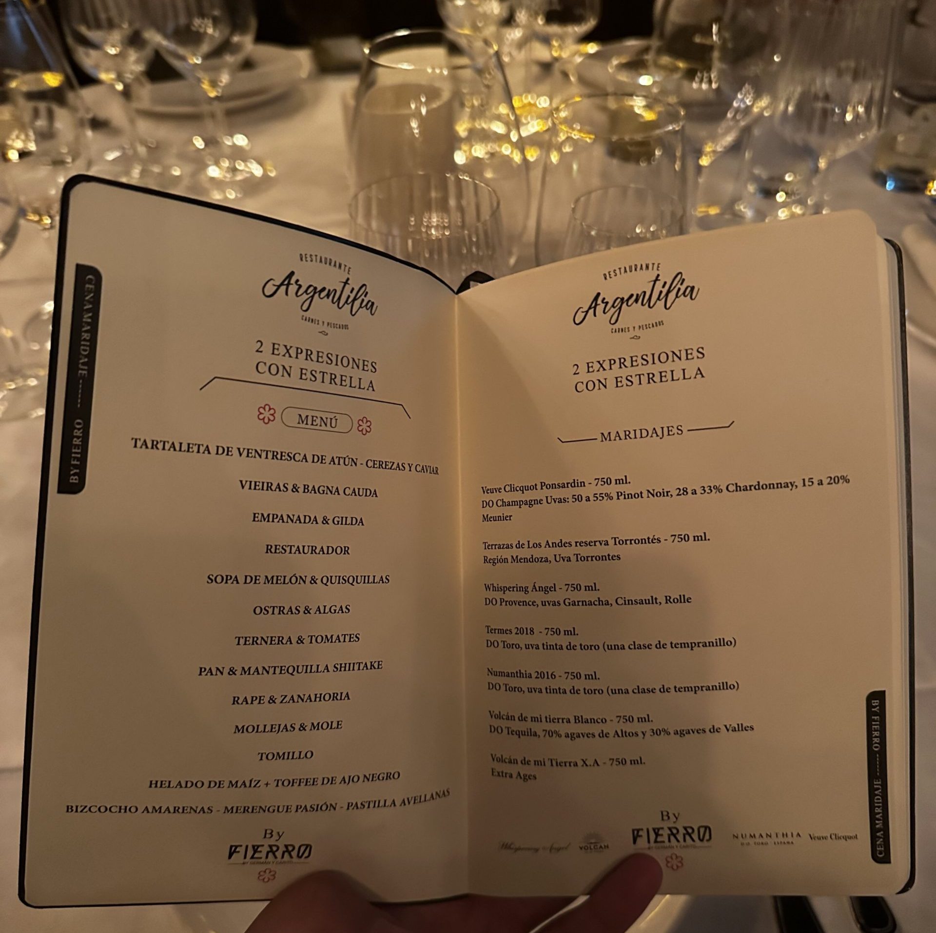 menú de restaurante Michelin en México