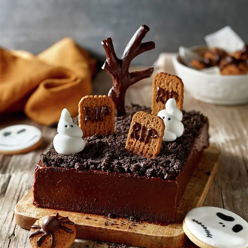Cementerio de Brownie (postres para halloween)