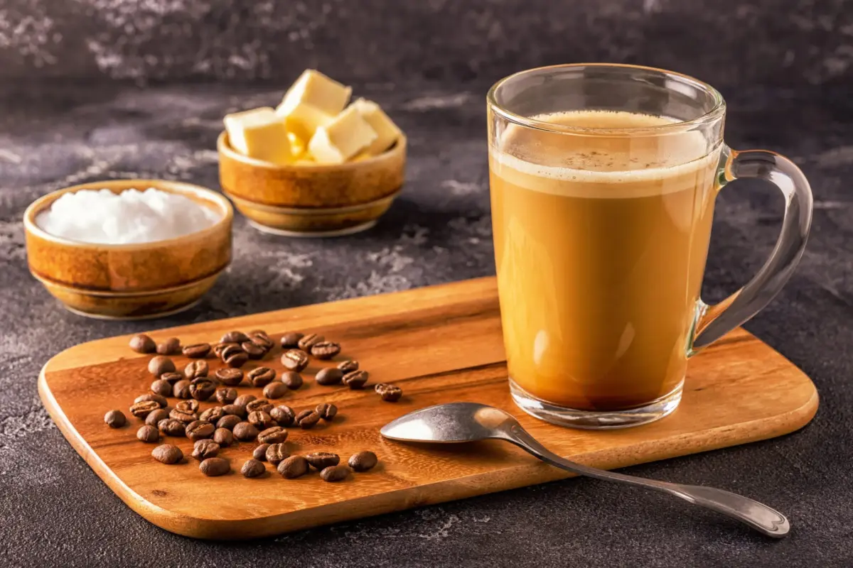 Este café se popularizó por las recetas cetogénicas. Un boost de energía. Café, aceite de coco y ghee