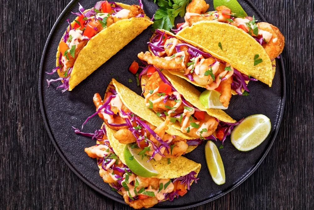 Tacos de camarón empanizado estilo ensenada