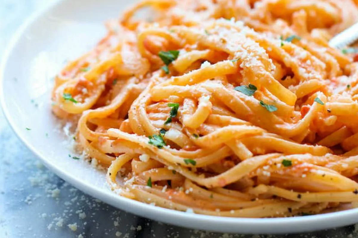 receta de espagueti con crema rojo