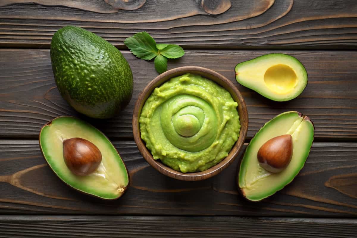 Salsa de aguacate con cilantro para ensaladas