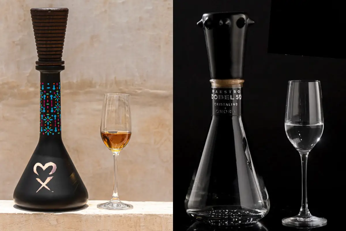 Copa de tequila cristalino y añejo