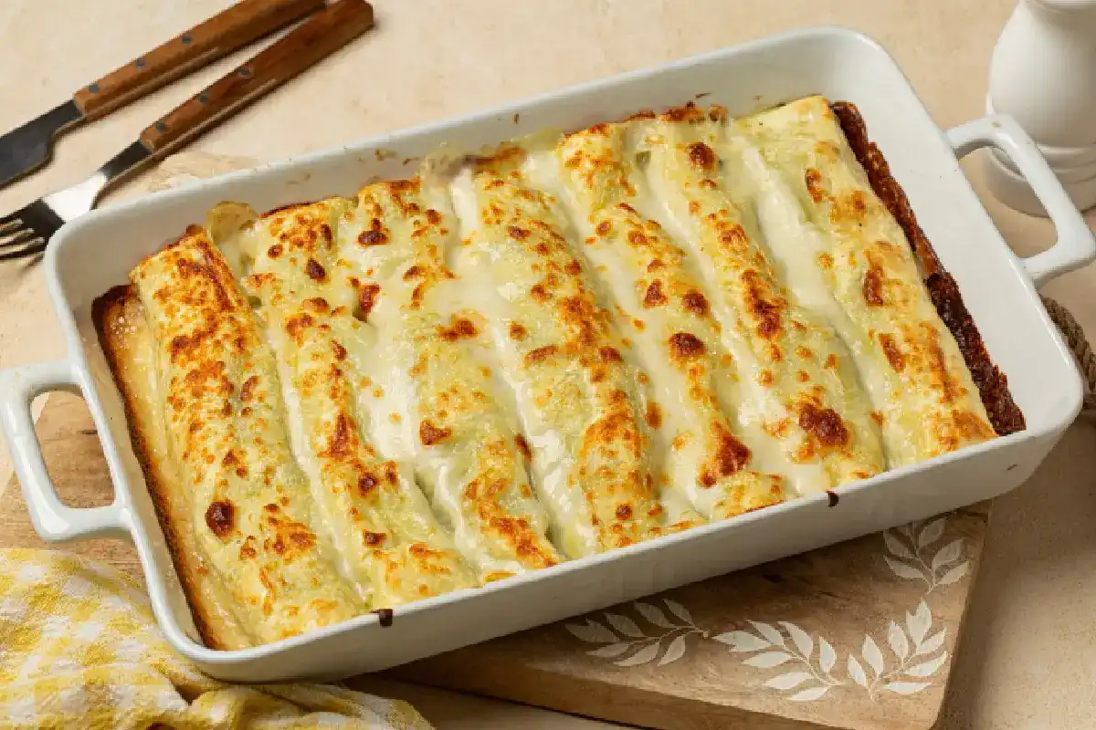 Cazuela horneada de palmitos gratinados
