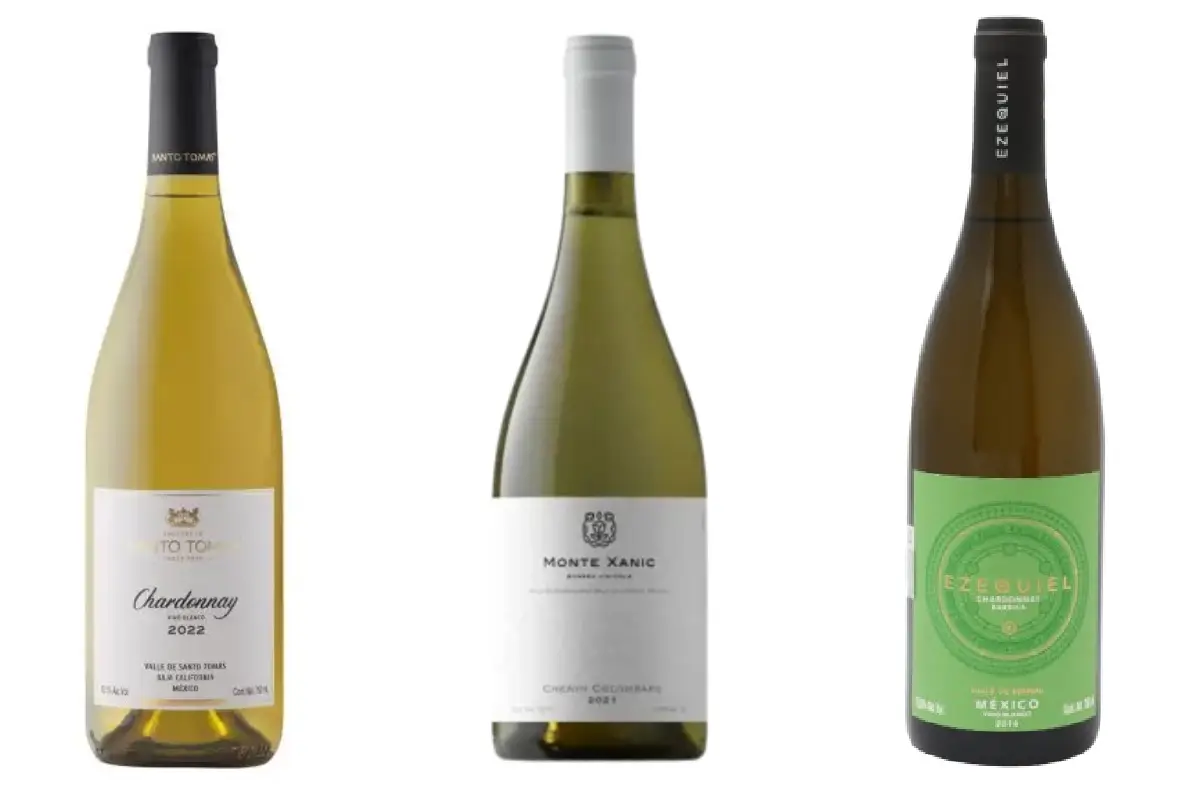 tres botellas de vino blanco mexicano
