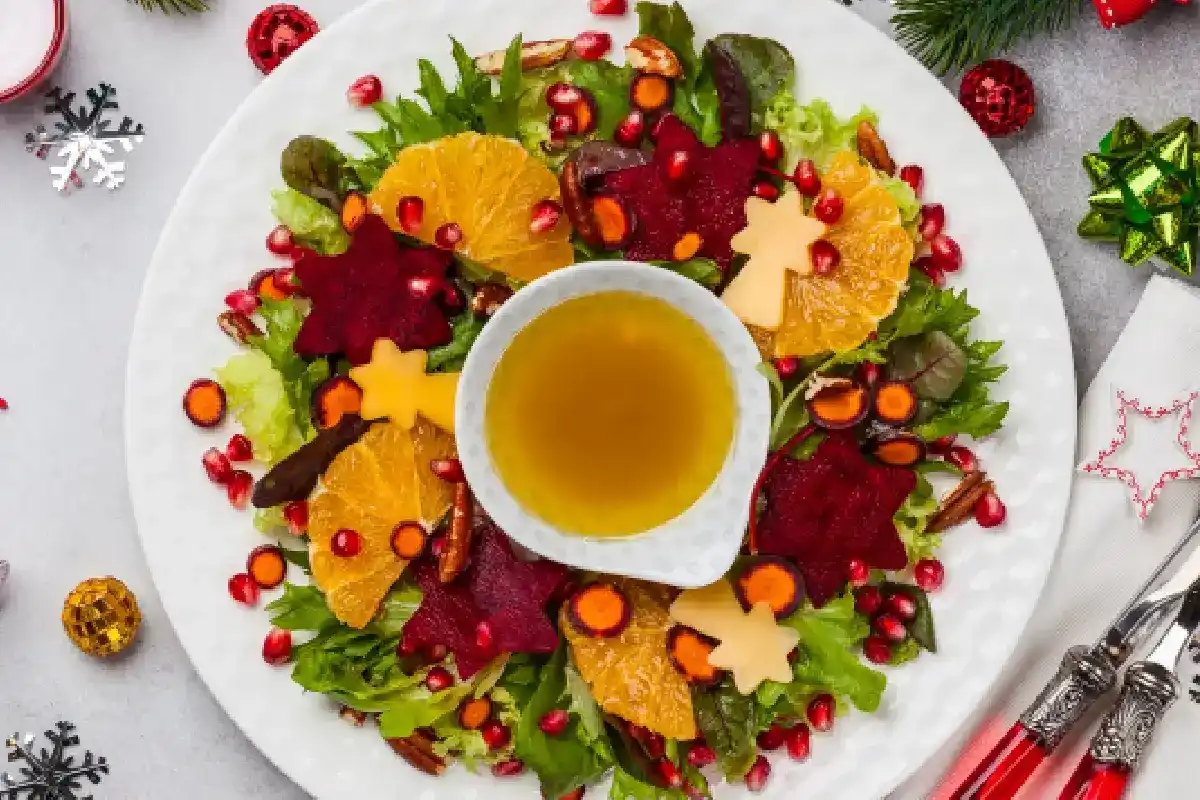platón con ensalada de betabel y frutas