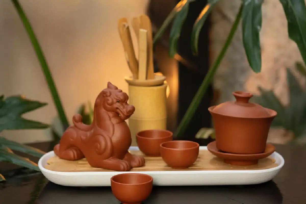 set chino de té con tetera en forma de dragón