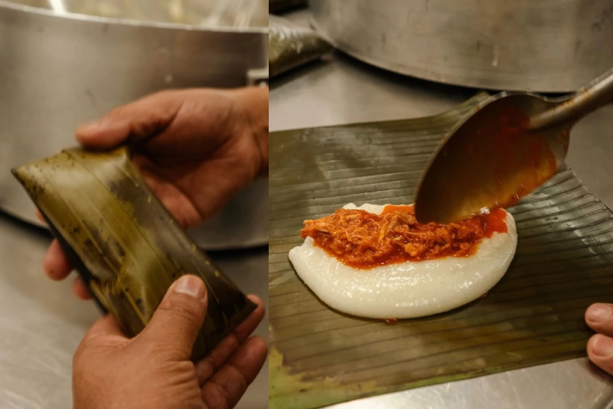 Aspectos de la preparación de los tamales de masa colada.