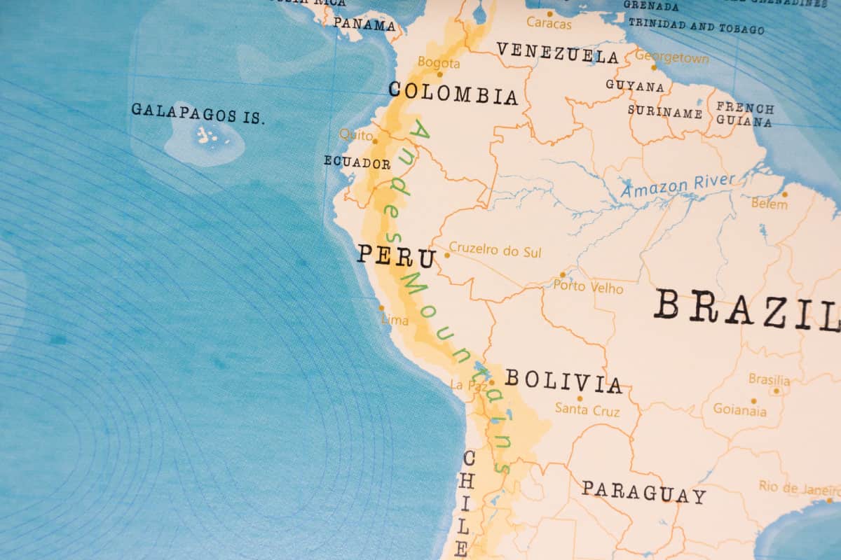 Mapa de la región de andina.